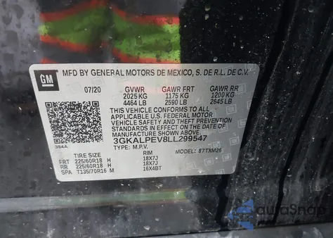 2020 GMC Terrain Fwd Slt from USA, damaged, VIN 3GKALPEV8LL299547